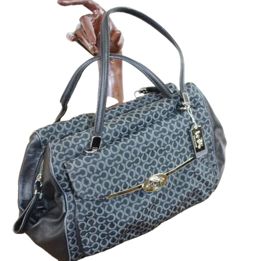 COACH Madison Madeline Black W/Gray Signature Small “C” Canvas East West… - Picture 3 of 13